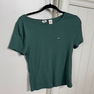 Levi's Women's Dark Teal Scoop Neck Short Sleeve Tee